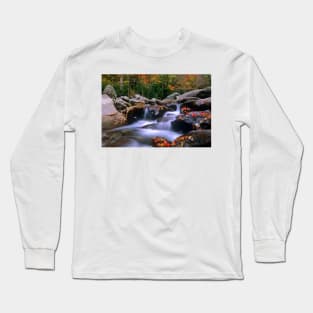 Little Pigeon River Cascading Among Rocks And Colorful Fall Maple Leaves Great Smoky Mountains National Park Long Sleeve T-Shirt